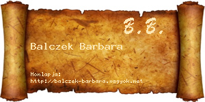 Balczek Barbara névjegykártya